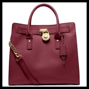 NEW Michael Kors Hamilton Large Saffiano Merlot